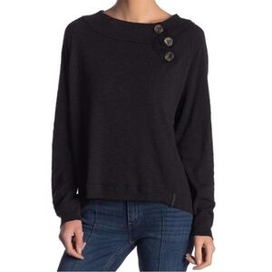 Free People We the Free Don’t Forget Me Button Long Sleeve Top S Black
